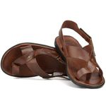 R4TCW-Sandalia Masculina couro descanso,elegancia conforto Marrom