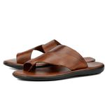 R3TCW-Sandalia Masculina couro descanso,elegancia conforto Marrom
