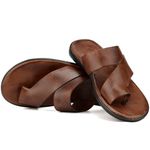 R3TCW-Sandalia Masculina couro descanso,elegancia conforto Marrom