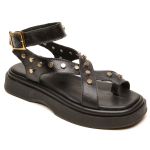 Sandália Flatform Couro forrada Feminina Antonella Preto 202 Preto