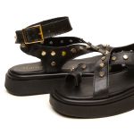 Sandália Flatform Couro forrada Feminina Antonella Preto 202 Preto