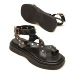 Sandália Flatform Couro forrada Feminina Antonella Preto 202 Preto