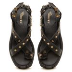 Sandália Flatform Couro forrada Feminina Antonella Preto 202 Preto