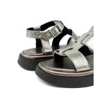Sandália de Couro Flatform forrada Feminina Iris Inox 204 Prateado