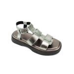 Sandália de Couro Flatform forrada Feminina Iris Inox 204 Prateado