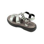 Sandália de Couro Flatform forrada Feminina Iris Inox 204 Prateado