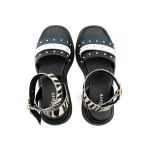 Sandália de Couro Flatform Feminina forrada Alice Preto 203 Azul
