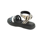Sandália de Couro Flatform Feminina forrada Alice Preto 203 Azul