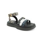 Sandália de Couro Flatform Feminina forrada Alice Preto 203 Azul