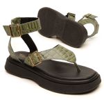 Sandália Flatform Couro forrada Feminina Alicia Salvia 201 Verde