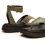 Sandália Flatform Couro forrada Feminina Alicia Salvia 201 Verde