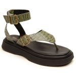 Sandália Flatform Couro forrada Feminina Alicia Salvia 201 Verde