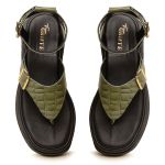 Sandália Flatform Couro forrada Feminina Alicia Salvia 201 Verde