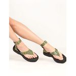 Sandália Flatform Couro forrada Feminina Alicia Salvia 201 Verde