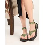 Sandália Flatform Couro forrada Feminina Alicia Salvia 201 Verde