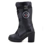 Bota Feminina Roqueira, couro, forro textil espumado 9410 Preto