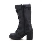 Bota Feminina Roqueira, couro, forro textil espumado 9410 Preto
