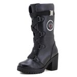 Bota Feminina Roqueira, couro, forro textil espumado 9410 Preto