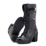 Bota Feminina Roqueira, couro, forro textil espumado 9410 Preto