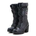 Bota Feminina Roqueira, couro, forro textil espumado 9410 Preto