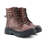 Bota Coturno Feminino, couro forrada tecido espumado 1042 Marrom