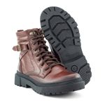 Bota Coturno Feminino, couro forrada tecido espumado 1042 Marrom
