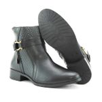 Bota Feminina Cano curto couro, Forro espumado 9090 Preto