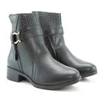Bota Feminina Cano curto couro, Forro espumado 9090 Preto