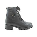 Bota Feminina cano curto couro, forrada tecido espumado 9018 k Preto