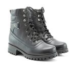 Bota Feminina cano curto couro, forrada tecido espumado 9018 k Preto