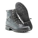 Bota Feminina cano curto couro, forrada tecido espumado 9018 k Preto