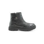Bota Feminina cano curto couro, forrada tecido espumado 1040 Preto