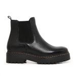 381LC-Bota Feminina em couro forrada palmilha espumada Preto
