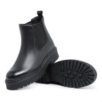 381LC-Bota Feminina em couro forrada palmilha espumada Preto