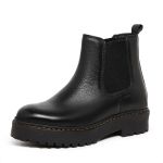 381LC-Bota Feminina em couro forrada palmilha espumada Preto