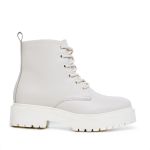383LC-Bota Feminina em couro forrada e palmilha espumada Off White