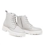 383LC-Bota Feminina em couro forrada e palmilha espumada Off White