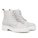 383LC-Bota Feminina em couro forrada e palmilha espumada Off White