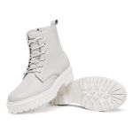 383LC-Bota Feminina em couro forrada e palmilha espumada Off White