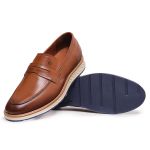 20000LC-Sapato Social masculino em couro forrado palmilha couro revestido gel Marrom