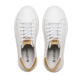 15350LC-Tenis Feminino Casual em couro forro e palmilha em couro espumado Branco
