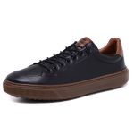 29001LC-Tenis Masculino em couro forrado palmilha gel conforto – LECAS Preto