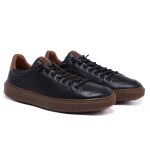 29001LC-Tenis Masculino em couro forrado palmilha gel conforto – LECAS Preto