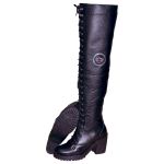 9415AT-Bota feminina motociclista roqueira big over em couro soft forrada conforto Preto