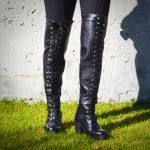 9415AT-Bota feminina motociclista roqueira big over em couro soft forrada conforto Preto