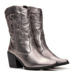 4500APR-Bota Texana Feminina Couro Nobre Natural - Cano Médio forrada Prata