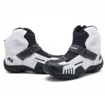 406AT- Bota para motociclista AS-RACING em legitimo couro natural reforçada preto e branco branco