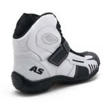406AT- Bota para motociclista AS-RACING em legitimo couro natural reforçada preto e branco branco