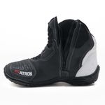 406AT- Bota para motociclista AS-RACING em legitimo couro natural reforçada preto e branco branco