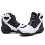 410AT-Bota para motociclista em couro legítimo AS-SPIRIT semi-impermeável respirável na cor branco